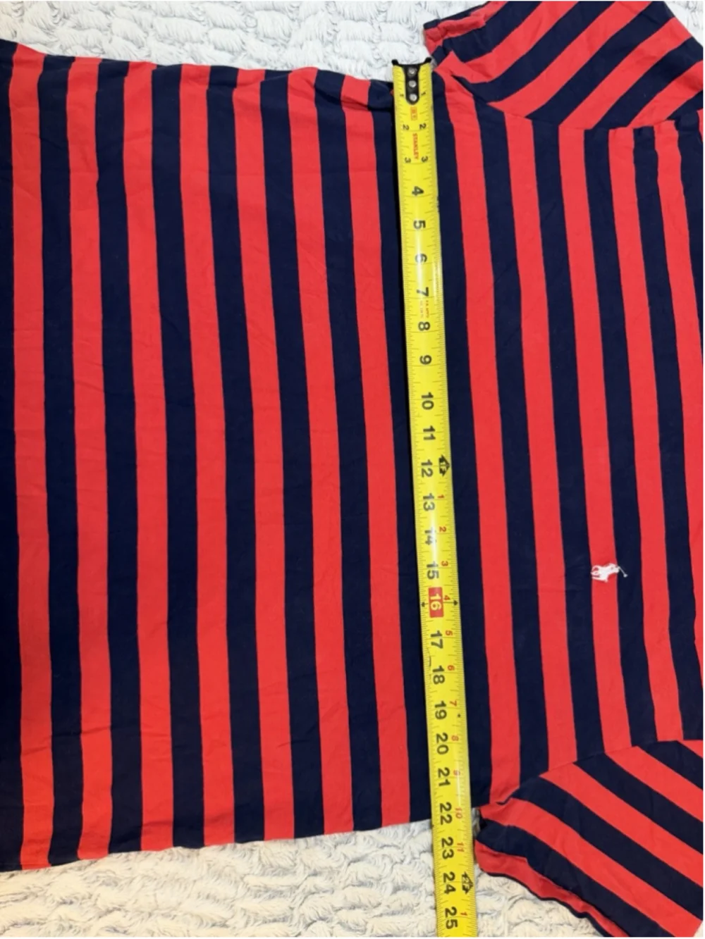 Polo Ralph Lauren Men's Red Navy Striped Logo Crew Neck Short Sleeve T-Shirt L